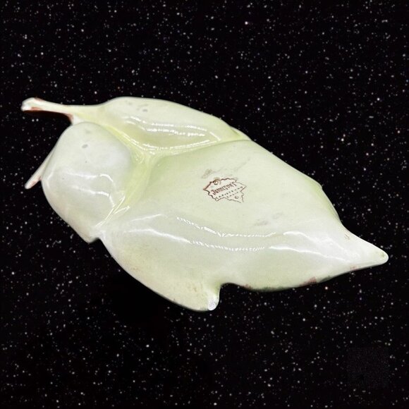Jameson's Of Capistrano California Leaf Shaped Candy Dish Green Ceramic 11”W - Picture 3 of 12